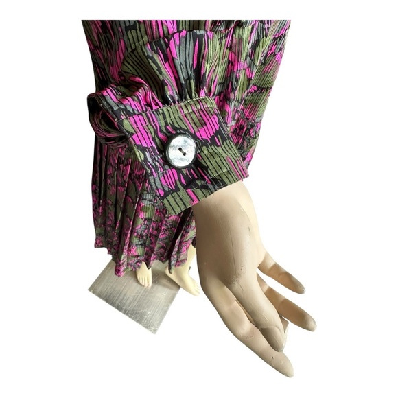 Adele Simpson Vintage Pink and Green Patterned Drop Waist  Dress - Picture 2 of 10